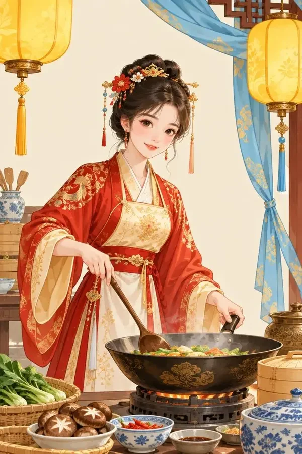 精品短剧《侯府小厨娘》封面海报，古装权谋题材